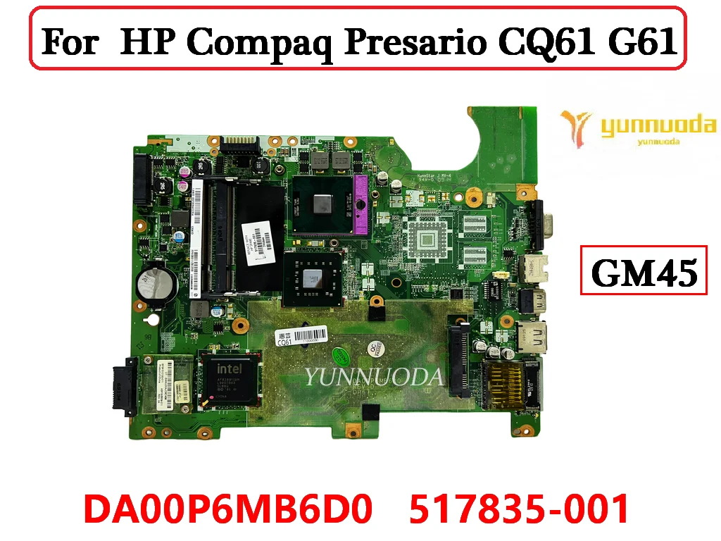 HP Compaq Presario CQ61 G61 Ʈ , DA00P6MB6D0 517835-001 GM45 DDR2 100% ׽Ʈ Ϸ